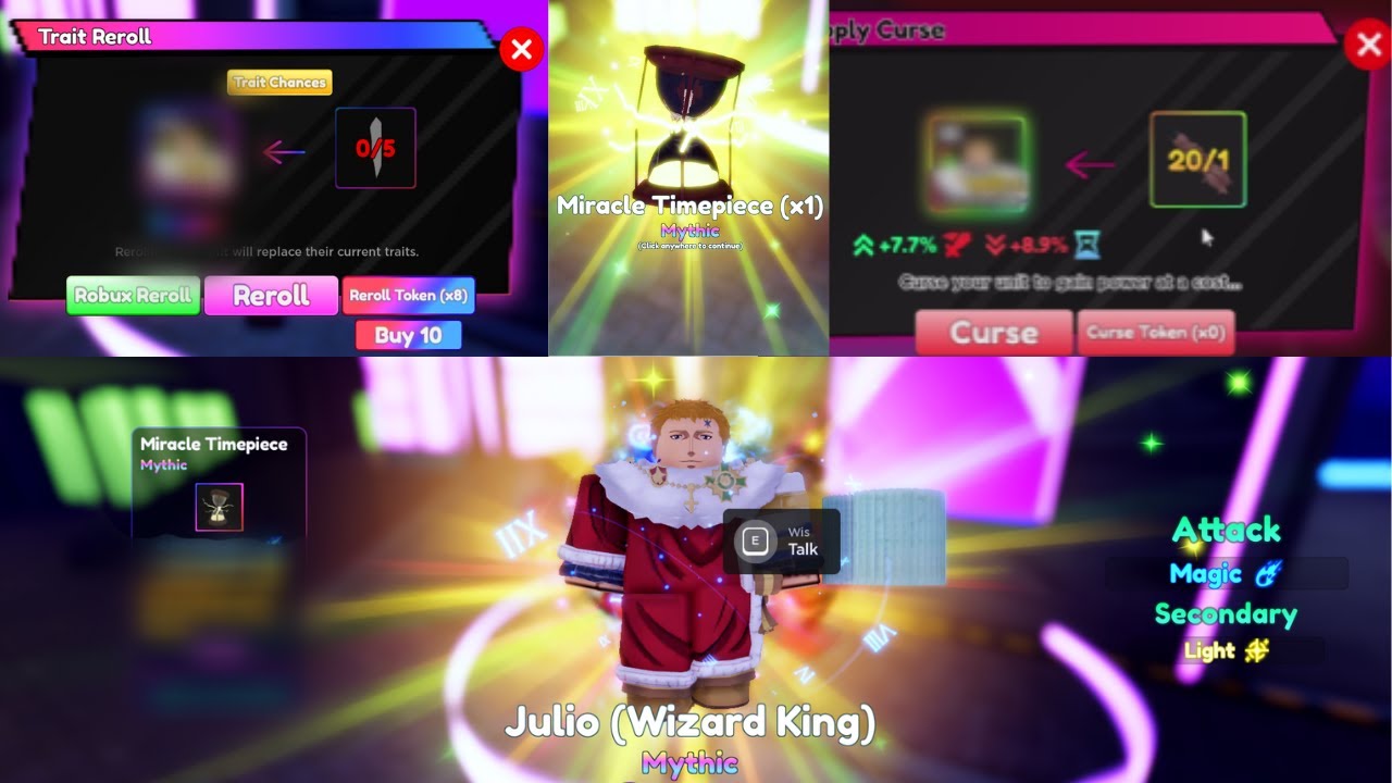 Getting A Mythic Trait, Curse, and Relic for Julius in Anime Adventures