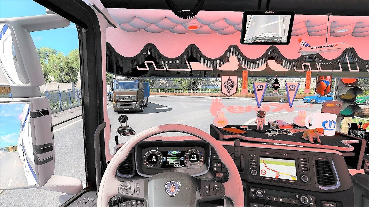 ETS2 (v1.32) - Scania S Next Gen Tuning V8 Open Pipe Sound + Skin + Interior  [DLC Krone Trailer]