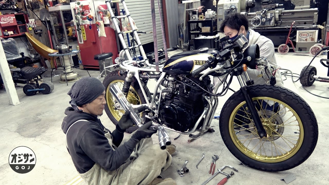 XS250用のマフラー売ってないので謎の車種用マフラー改造して作って見た