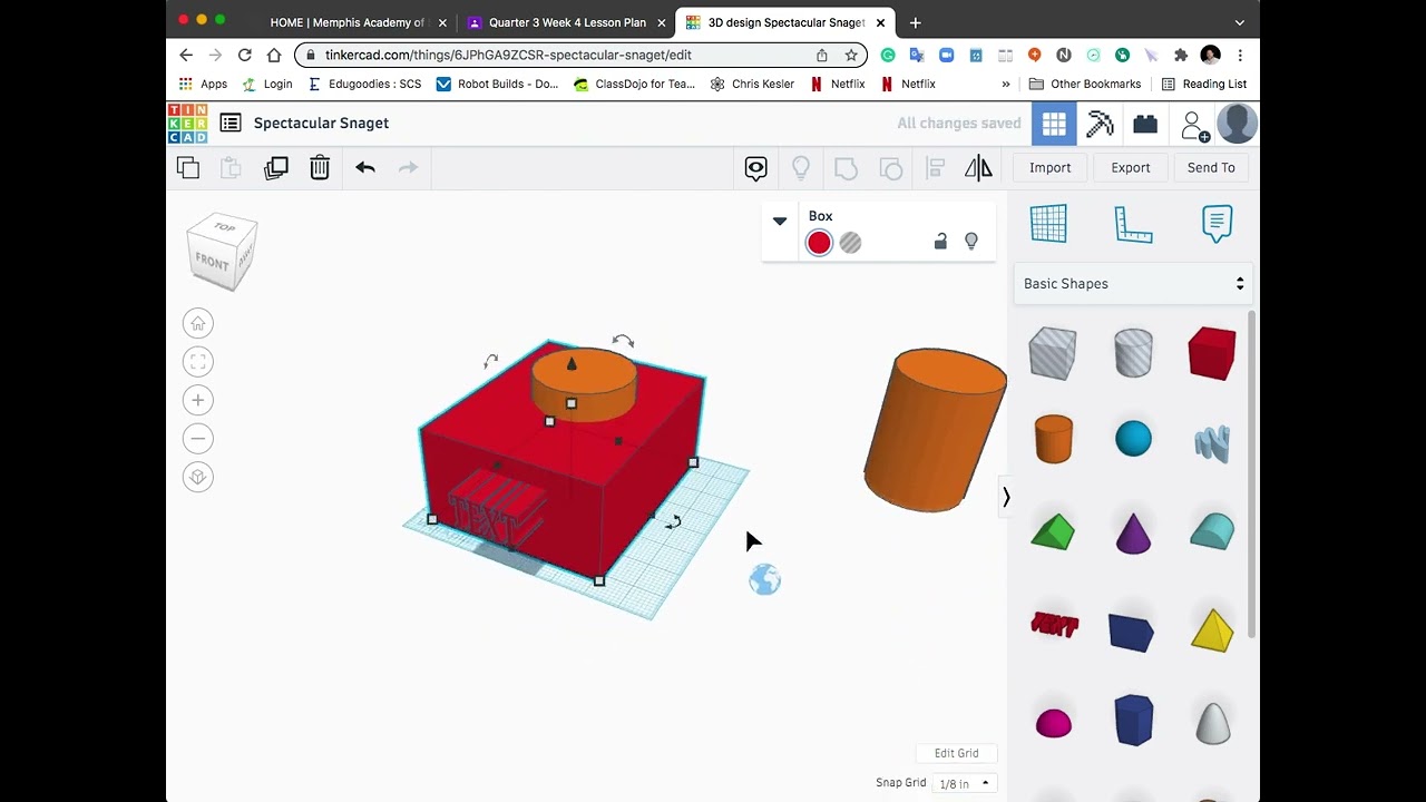 Curved letters on a curved surface in TinkerCad.