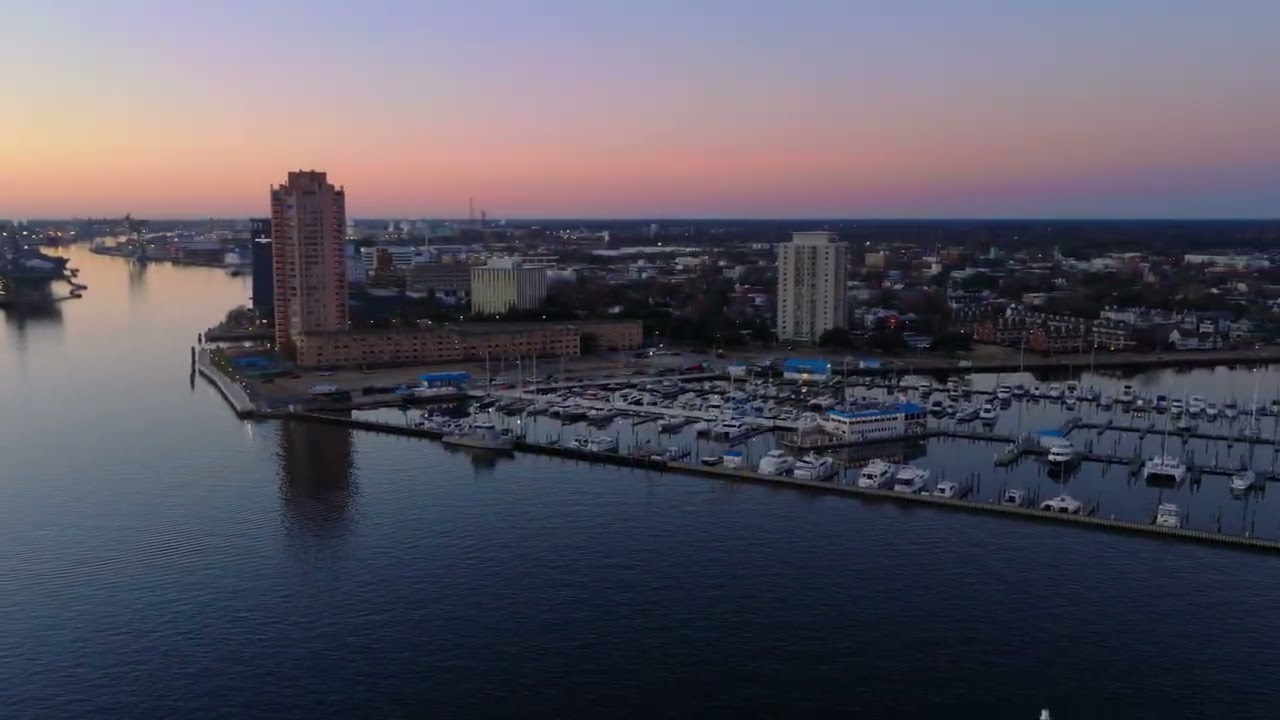First Light over the Elizabeth River Waterfront Pan 2025
