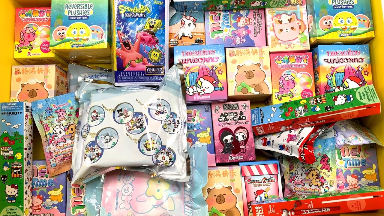 Blind Box ASMR no talking mystery surprise toys SpongeBob, Tokidoki, Sanrio ASMR Unboxing Sounds
