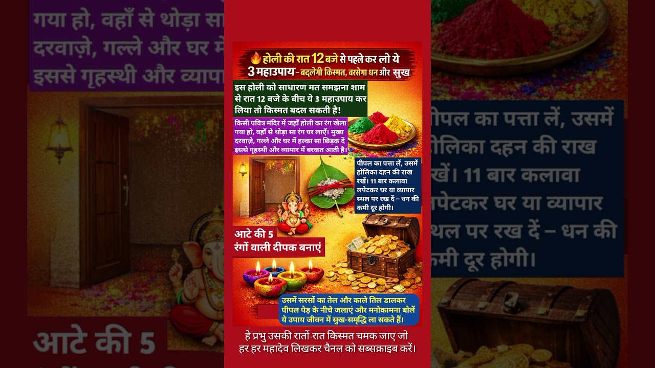 होली की रात 12 बजे से पहले कर लो ये 3 महाउपाय Holika Dahan ke totke #holikadahan #hindufestival #ram