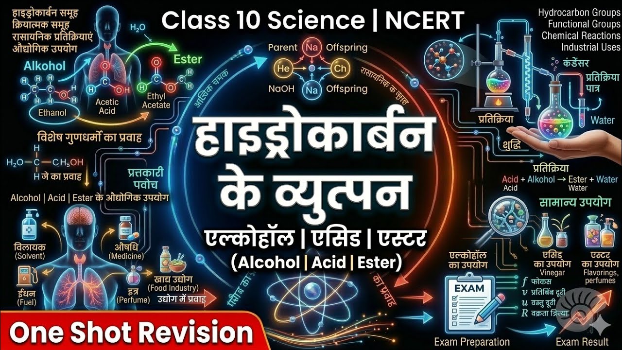 Class 10 Science Chapter 16 🔥 | हाइड्रोकार्बन के व्युत्पन्न | Alcohol, Acid, Ester | One Shot
