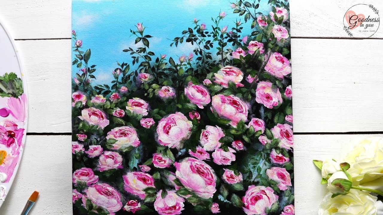 ✨Paint Roses with me🌹🎨 / Acrylic Painting Tutorial for beginners