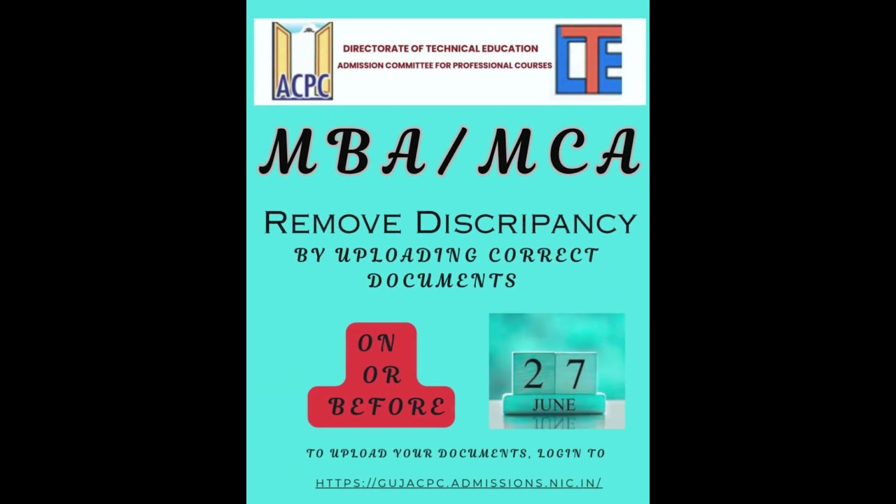 ACPC MBA MCA REGISTRATION LAST DAYS !