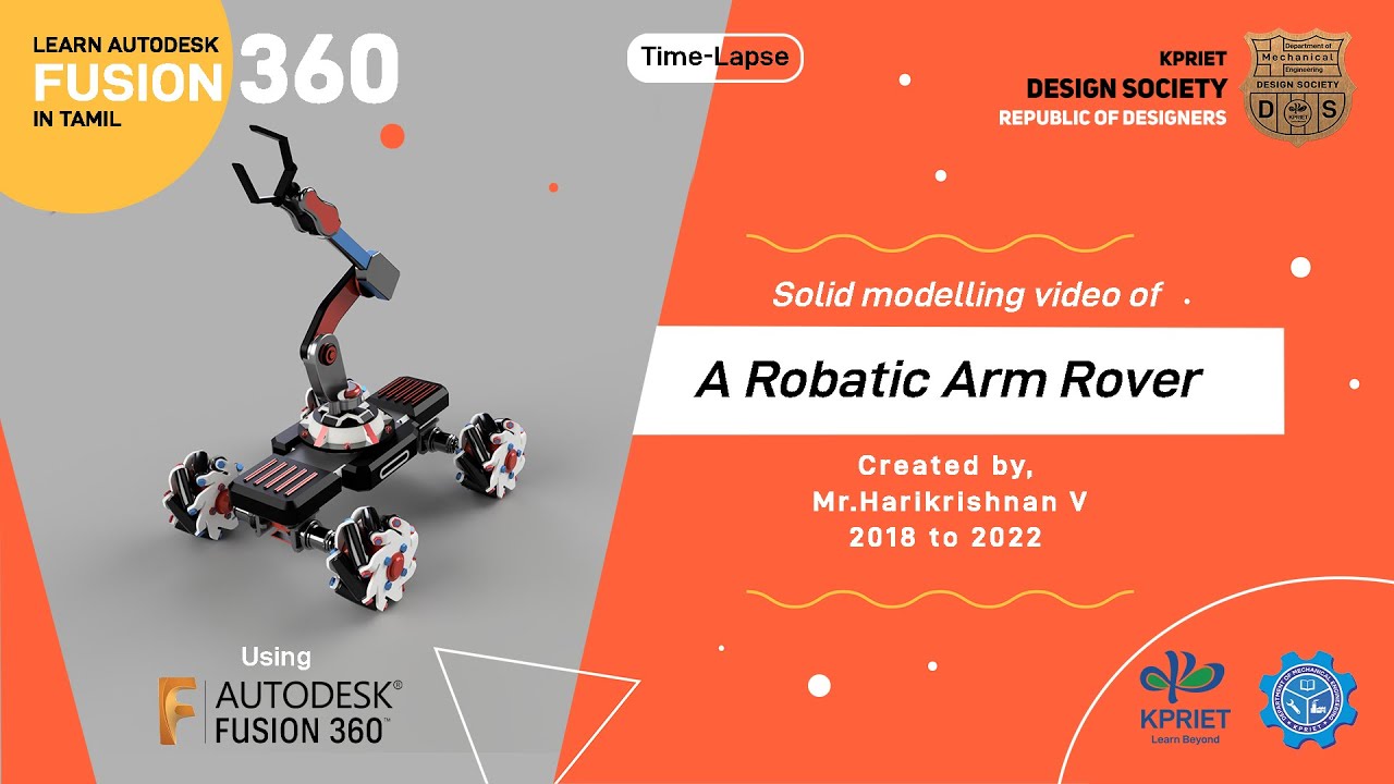 Solid Modeling video of a Robotic arm rover | Time-Lapses | Autodesk | Fusion 360