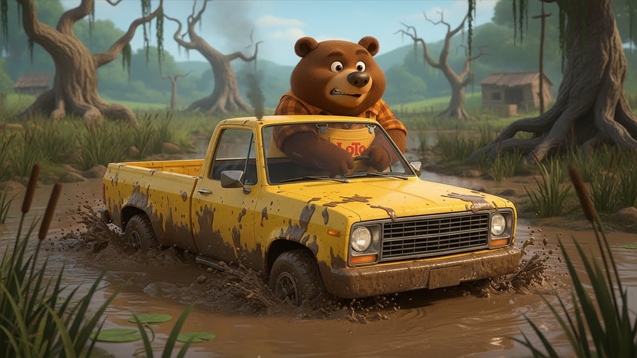 Loto Bear Rescues a Truck Stuck in a Swamp - Loto Bear Farm | Bears Working on the Farm #4