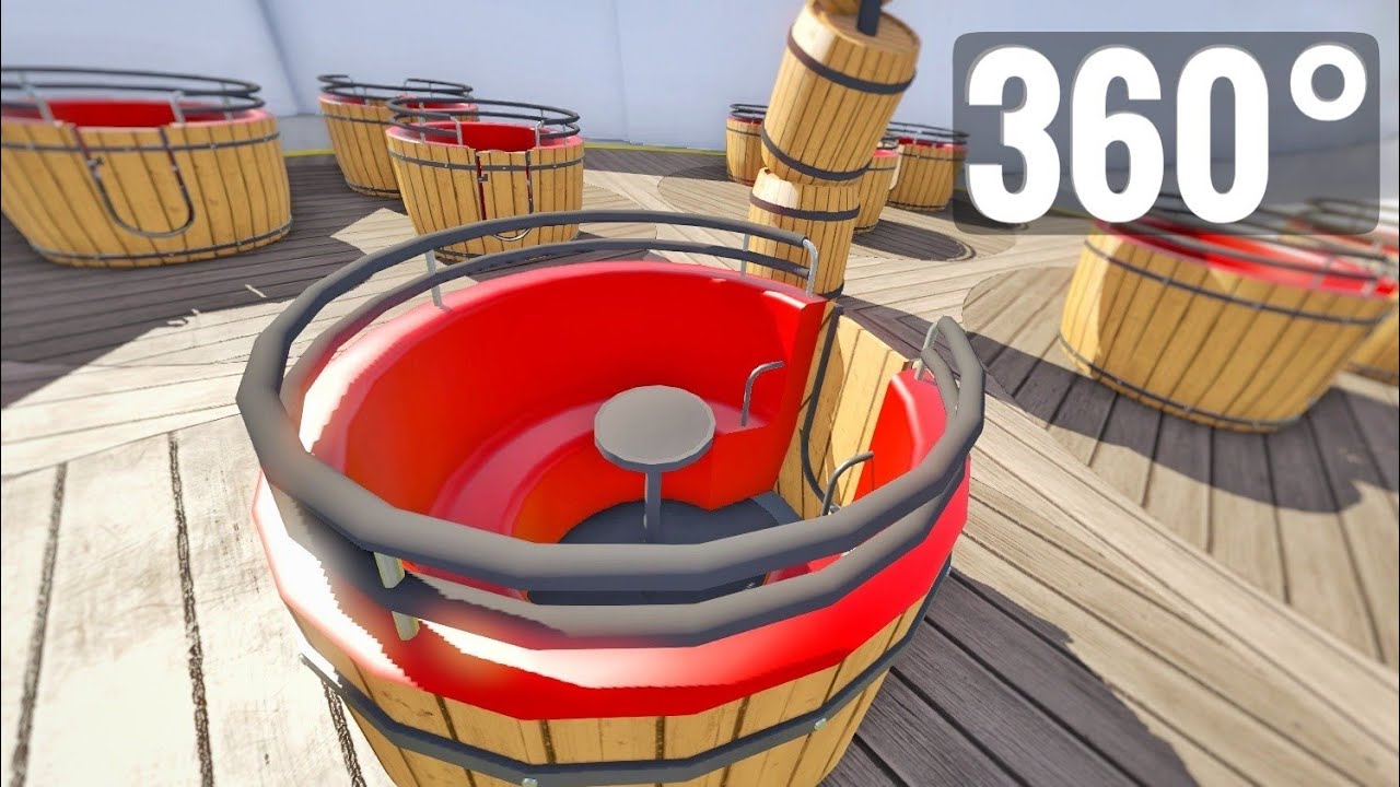 360° VR video | Wine Barrel Carousel Roller Coaster Virtual  Reality VR Box