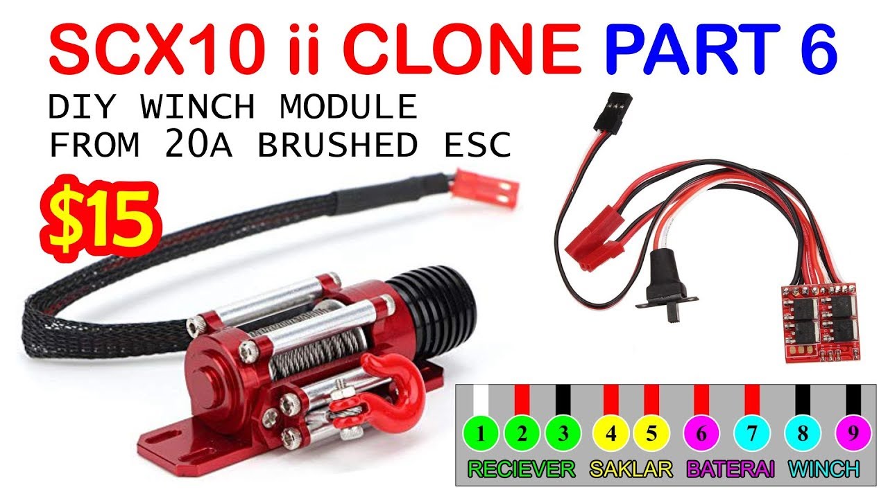 WINCH MODULE FROM 20A BRUSHED ESC - [PART 6] BUILD SCX10 II CLONE