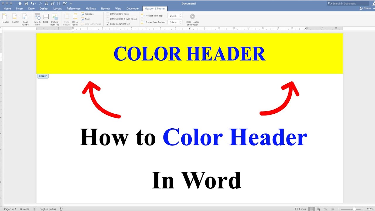 How to Color Header In Word