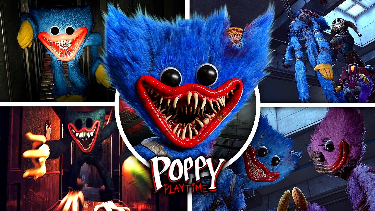 Poppy Playtime: Chapter 1-5 - ALL Huggy Wuggy Scenes Evolution & Comparison (Showcase)