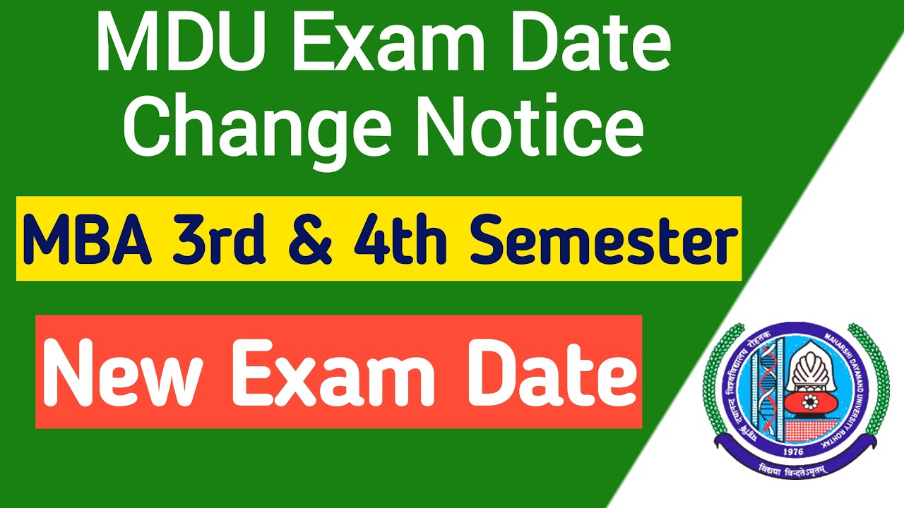 Mdu Exam Date Change Notice | MDU New Exam Date 2022 || Mdu mba 3rd & 4th semester new exam date