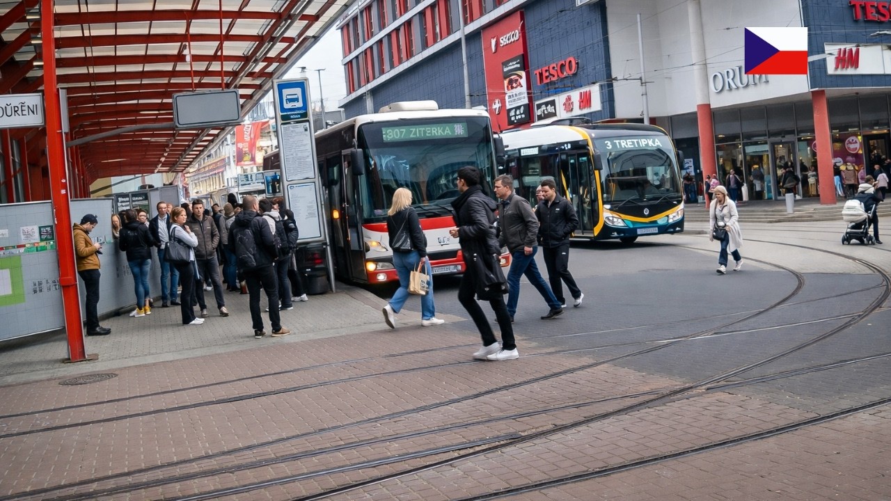 Public Walk at Liberec tram Station | Real CCTV View | Liberec Travel czech republic