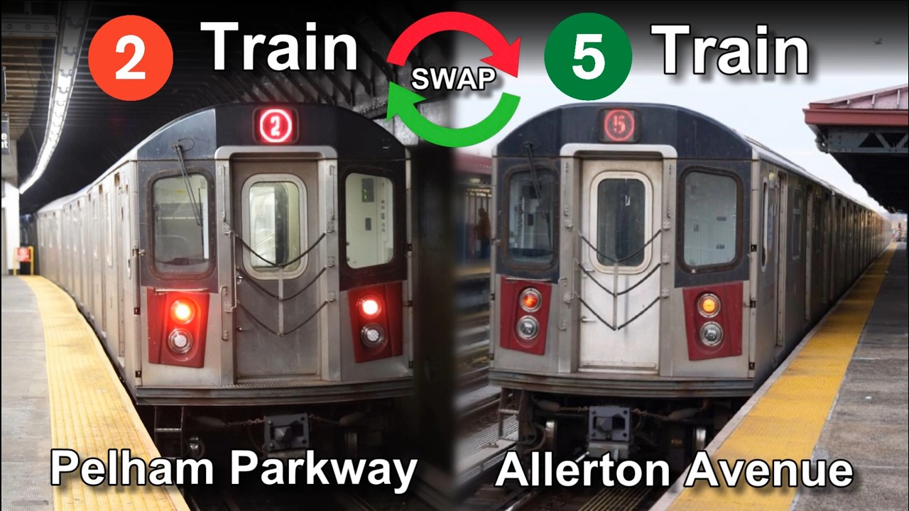 NYC MTA Subway 2 Train & 5 Train Swap In The Bronx Action With R142 @ Allerton Ave & Pelham Parkway