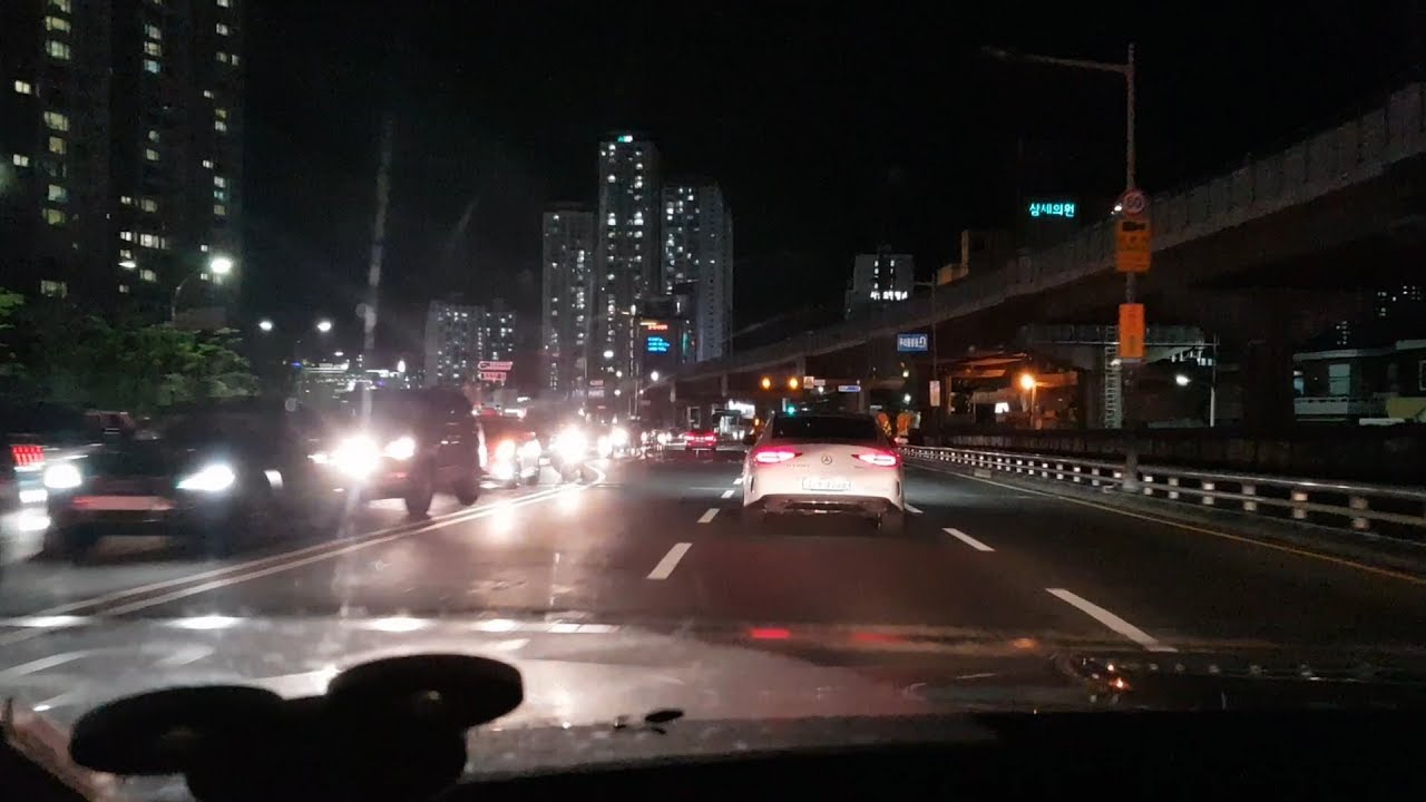 Driving in Busan/korea/부산 금정구 산업도로 - 도시고속도로 - 수영강변도로/봄바람 부는 어느 밤
