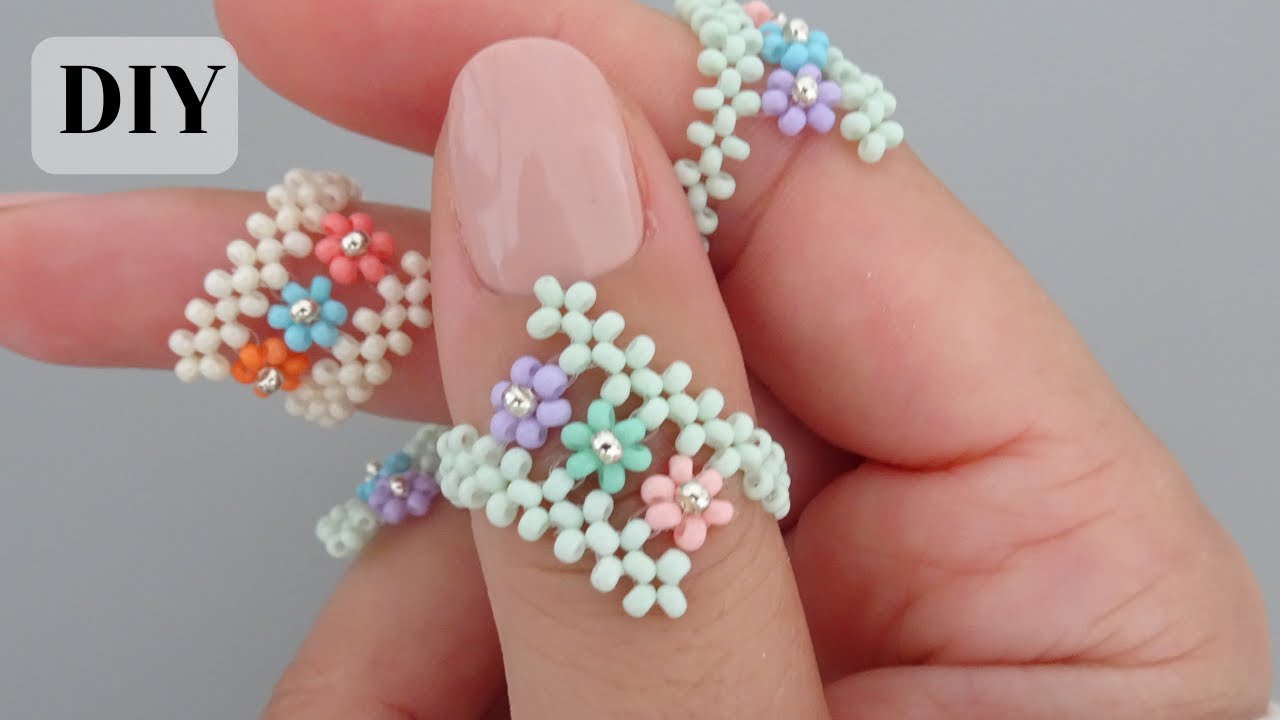 DIY Seed Beads Flower Ring/How to make beaded ring/Beads Jewelry