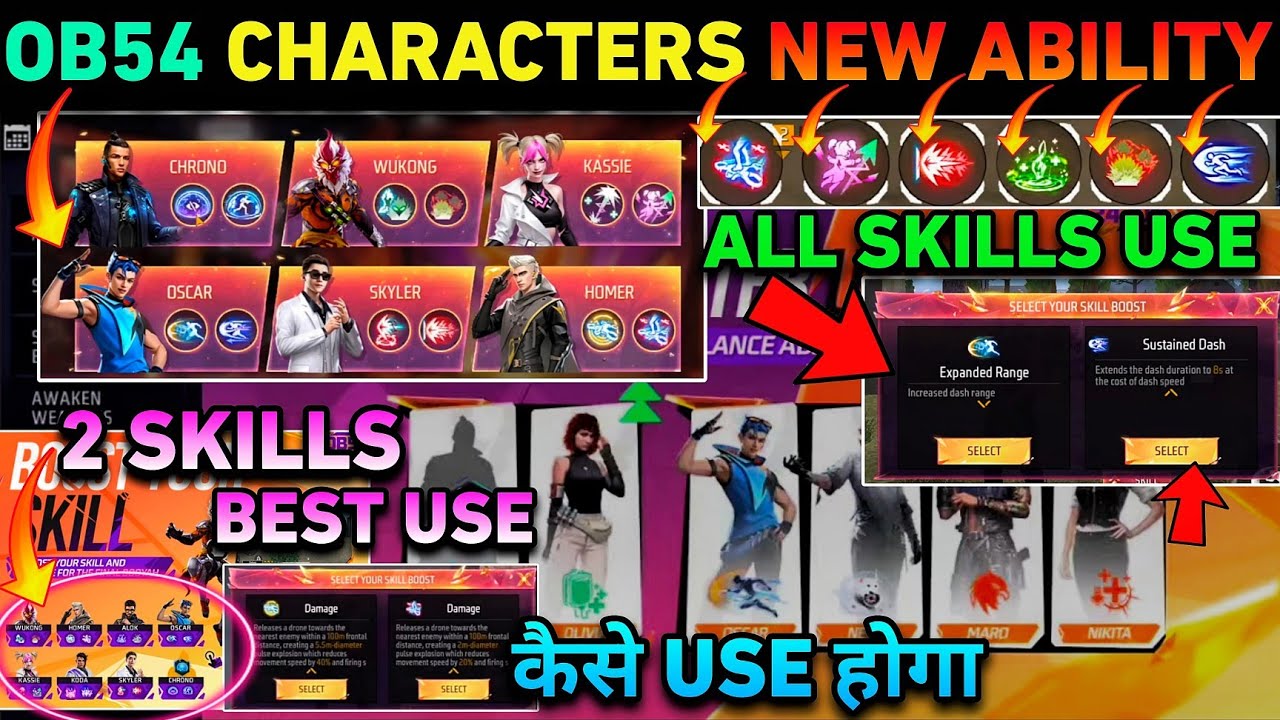 OB54 UPDATE CHARACTER SKILL ABILITY FULL DETAILS | FREE FIRE MAX OB53 UPDATE FULL DETAILS