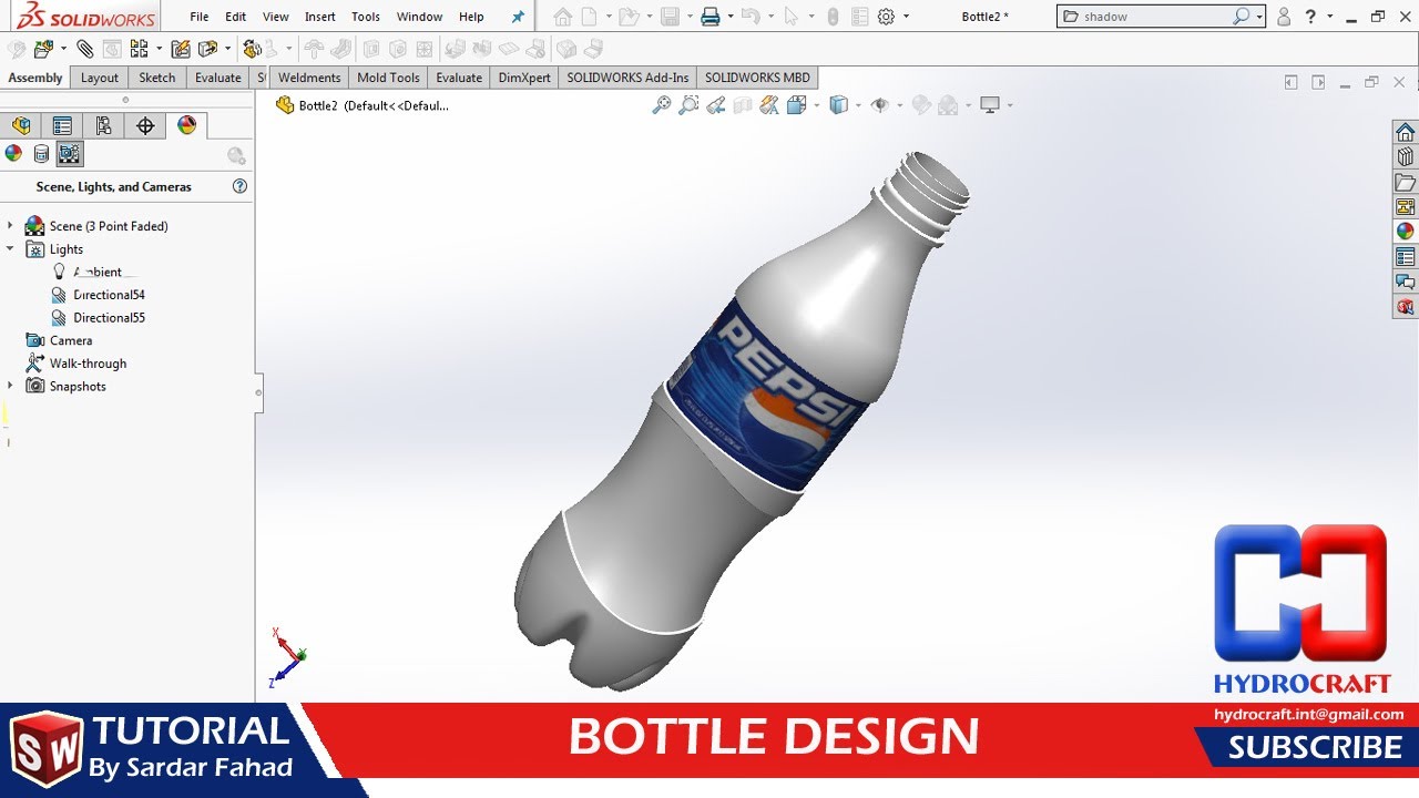 Bottle Design  I SolidWorks Tutorial I HydroCraft