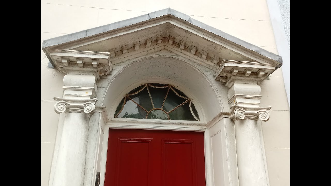Haverfordwest, Pembrokeshire, Wales. Architectural details. Relexing harp music.
