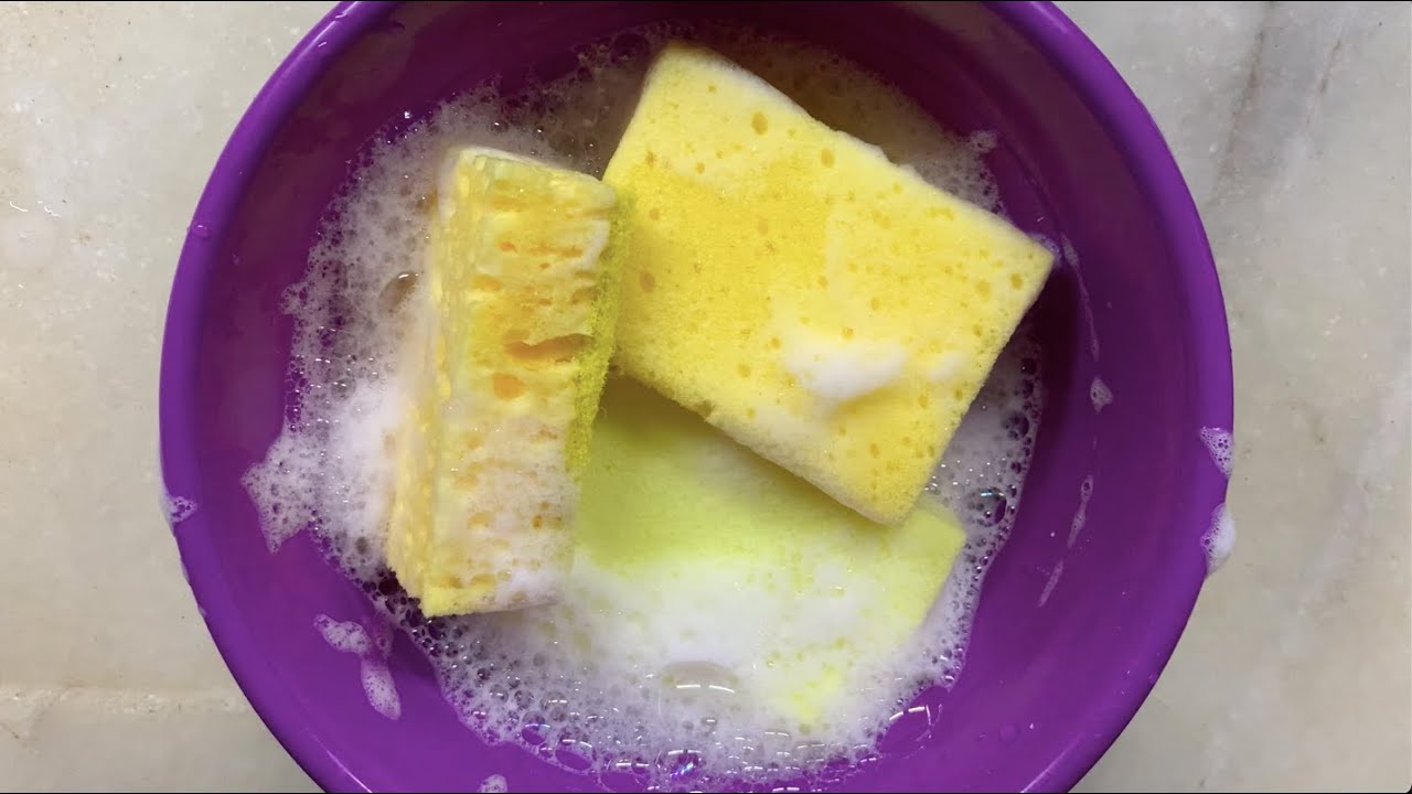 ✨ASMR✨ Soapy yellow sponge ripping - soapy squeezing & clean ripping