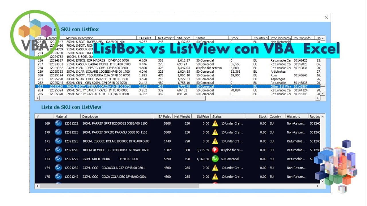 ListBox vs ListView con VBA Excel