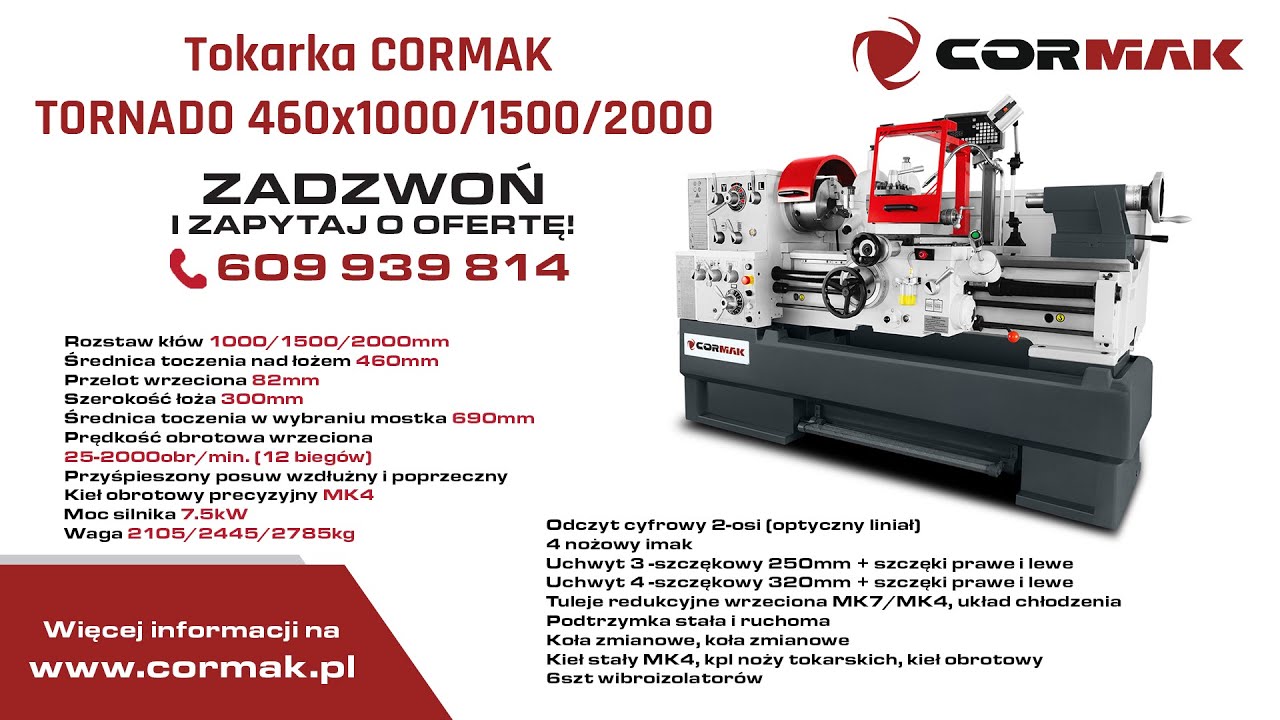 Następcą tokarek TUW 50 - Tokarka Tornado 460