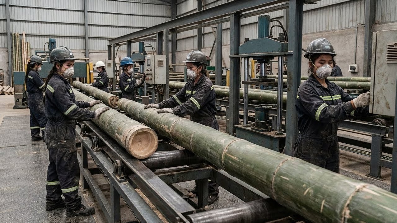 Inside Industrial Bamboo Scrimber Making | Full Factory Workflow