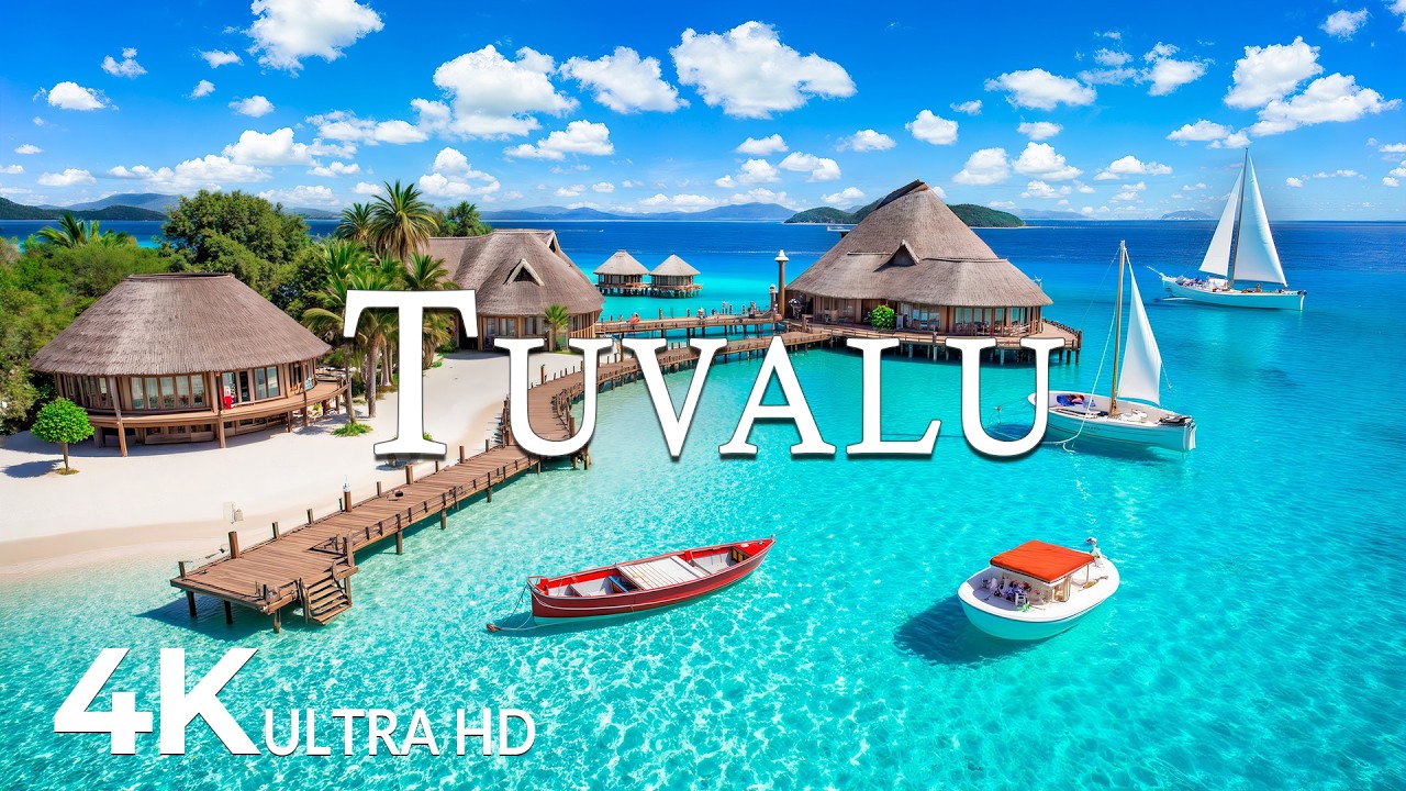FLYING OVER TUVALU (4K UHD) &ndash; Soothing Music Along With Beautiful Nature Video - 4K Video UHD #2