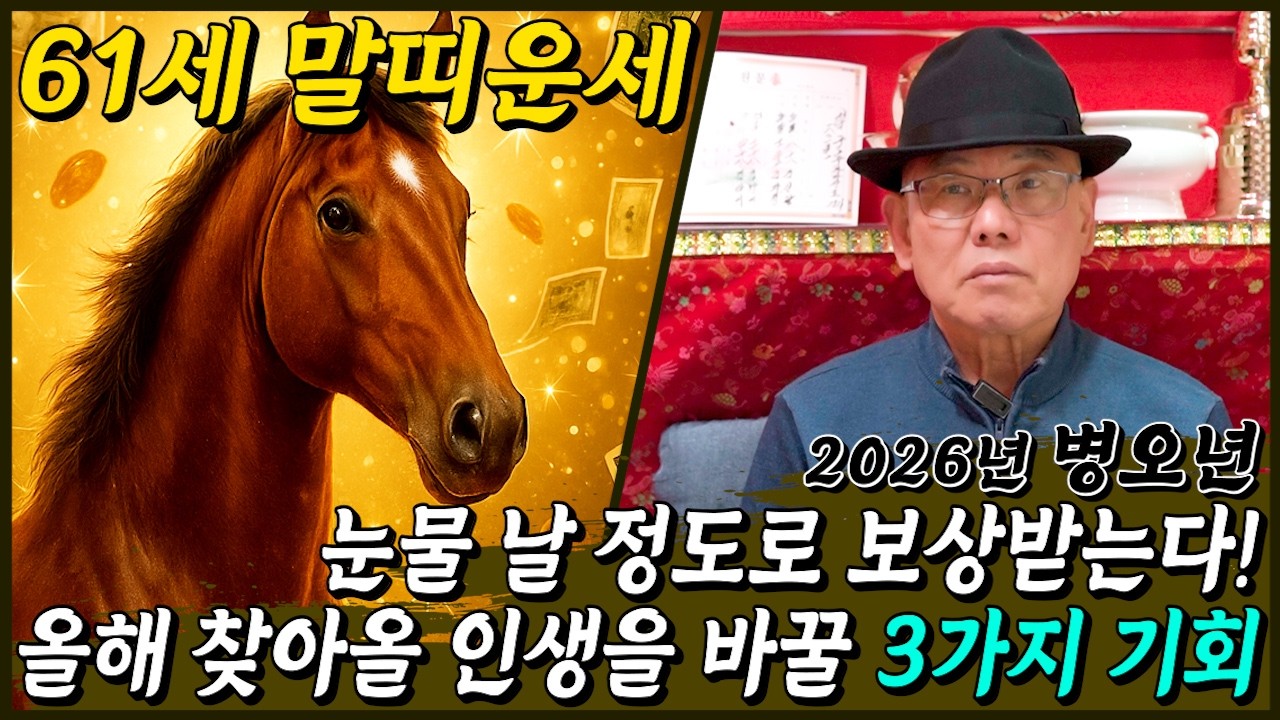 [2026년 병오년 1966년생 말띠운세] 61세 말띠가 X월에 태어났다면 올해 3가지 대운 찾아온다! 금전,귀인,문서운 모두 대박터진다!! 66년생 61세 말띠의 병오년 신년운세