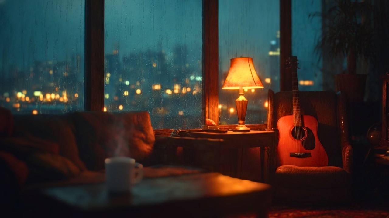 Soft Acoustic Evening | Rain Outside, Warmth Inside – Perfect Study Ambience