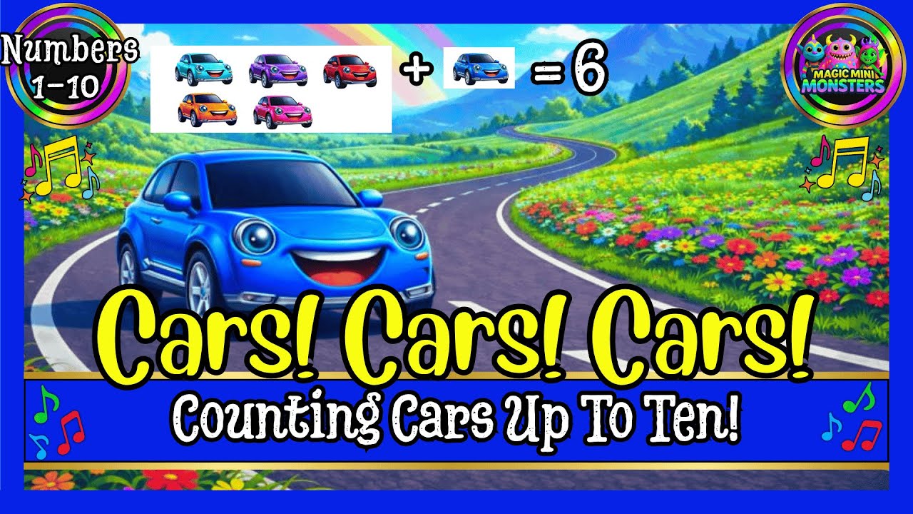Counting Cars 1 to 10 | Count with Cool Cars | Car Math | Magic Mini Monsters #magicminimonsters