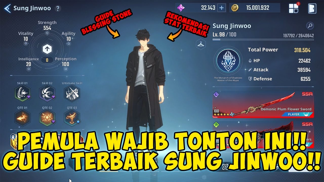 GUIDE PEMULA (BEGINNER) - PANDUAN LENGKAP SUNG JINWOO,SKILL, STAT TERBAIK DLL - Solo Leveling: Arise