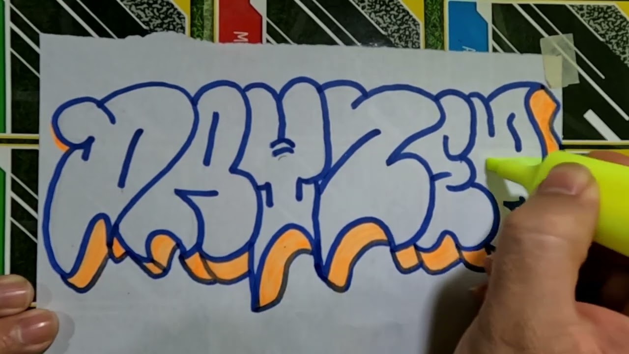 How to Draw Graffiti on Paper Step by Step  Easy Bubble Letters-throw up style Tutorial