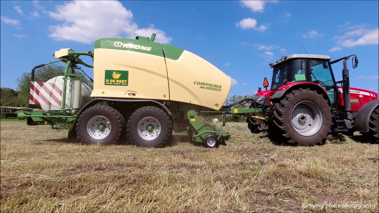 Balen persen & wikkelen | Pressing bales | Rundbalen pressen | Massey Ferguson | NEW | Krone