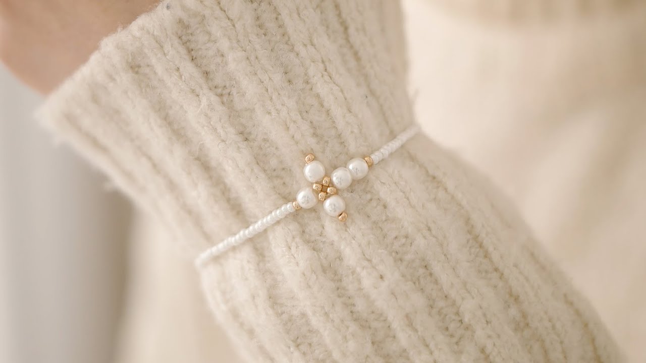 고급진 느낌! 진주 십자가 팔찌 만들기 쉬움 주의 비즈 공예  𝑳𝒖𝒙𝒖𝒓𝒊𝒐𝒖𝒔 𝑭𝒆𝒆𝒍𝒊𝒏𝒈 Makimg Pearl Cross Bracelets