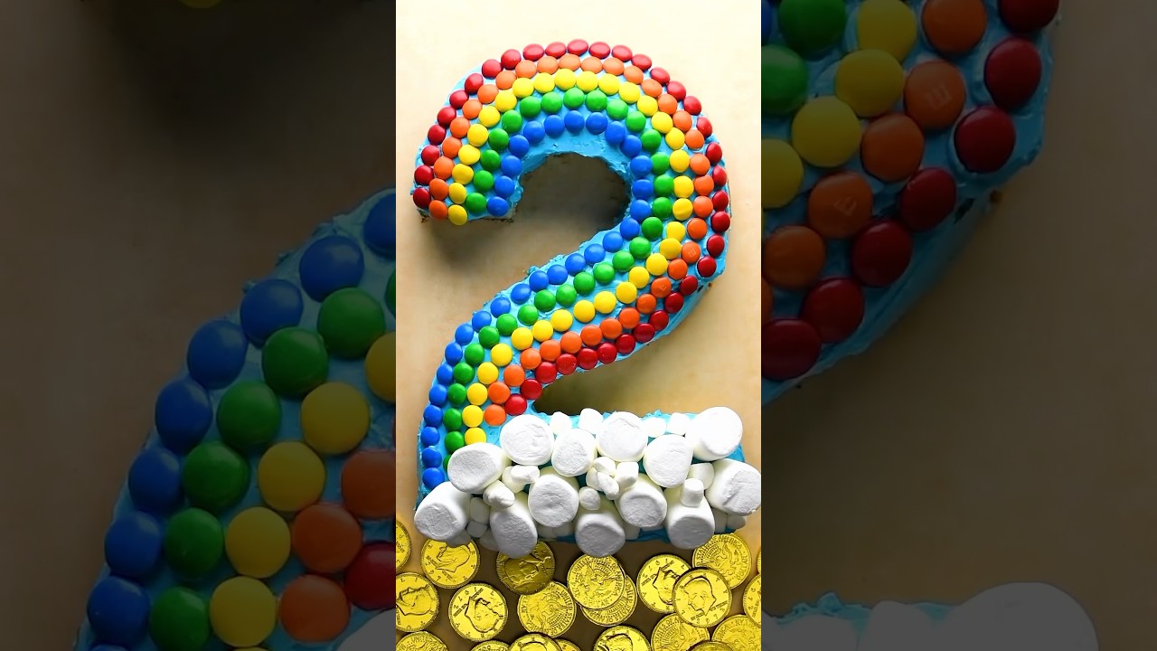 Transforming a number Cake into a rainbow #shorts