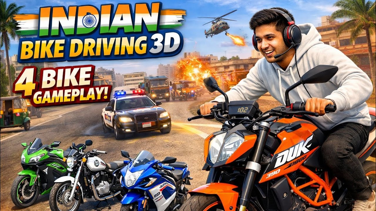 4 Super Bikes Escape Police 🚓🔥 | Indian Bike Driving 3D Gameplay