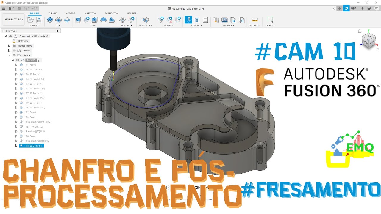 Chanframento e pós-processamento. #CAM 10