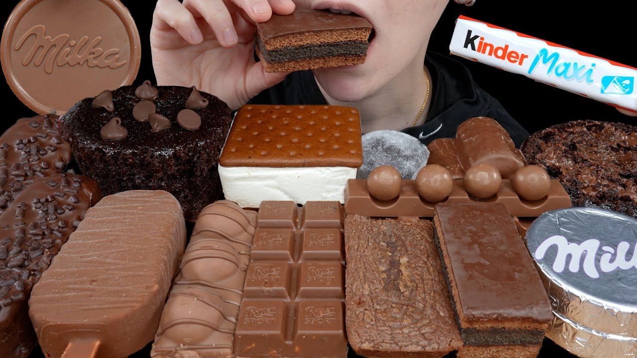 ASMR Milka Chocolate Wafer, Kinder, Ferrero, Maltesers, Boba Mochi Ice Cream, Nutella Cake, Brownie