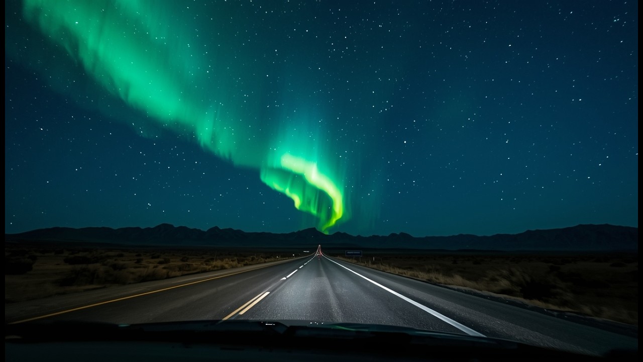 NIGHT DRIVE VIBEZZZ — Aurora Highway | Desert Night Drive Ambience (1 Hour)