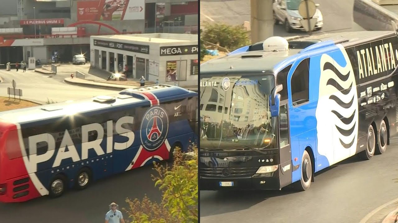 Football/Champions League: PSG, Atalanta team buses arrive at stadium | AFP
