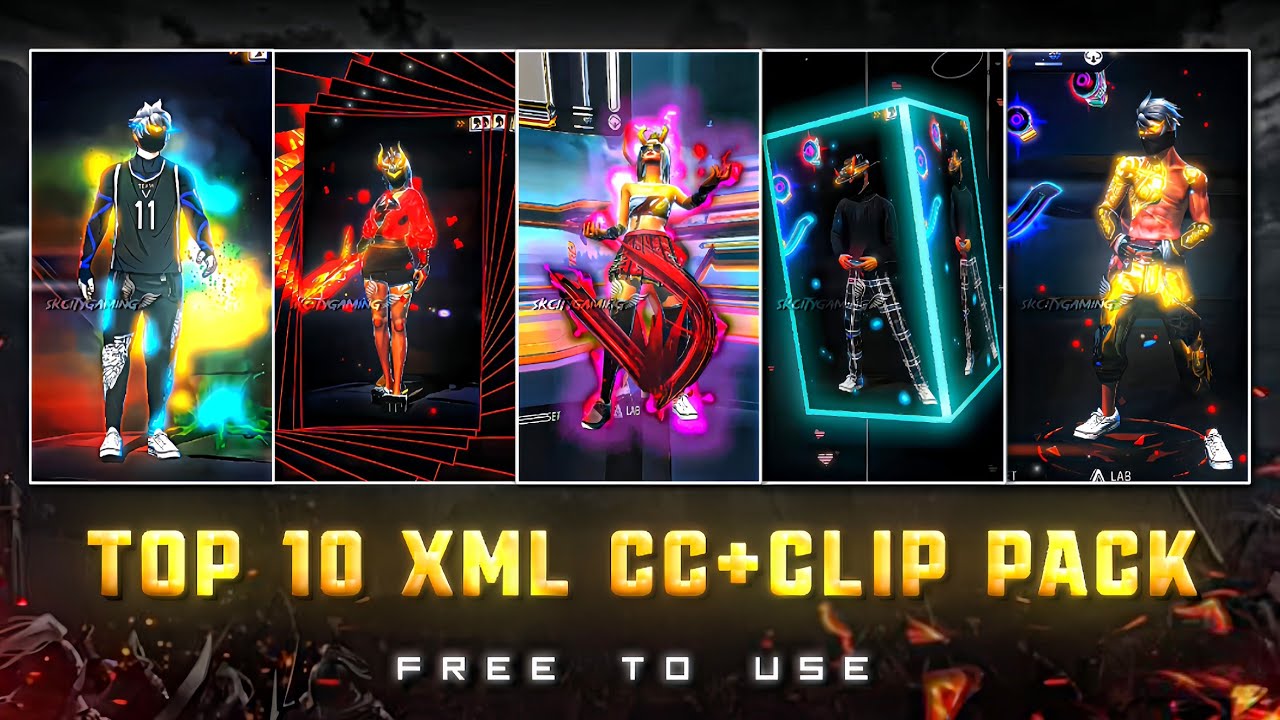 FREE FIRE TOP 10 XML CC + CLIPS 🔥| FREE FIRE CLIPS PACK | TOP 10 EMOTE CLIPS ⬇️ #ff