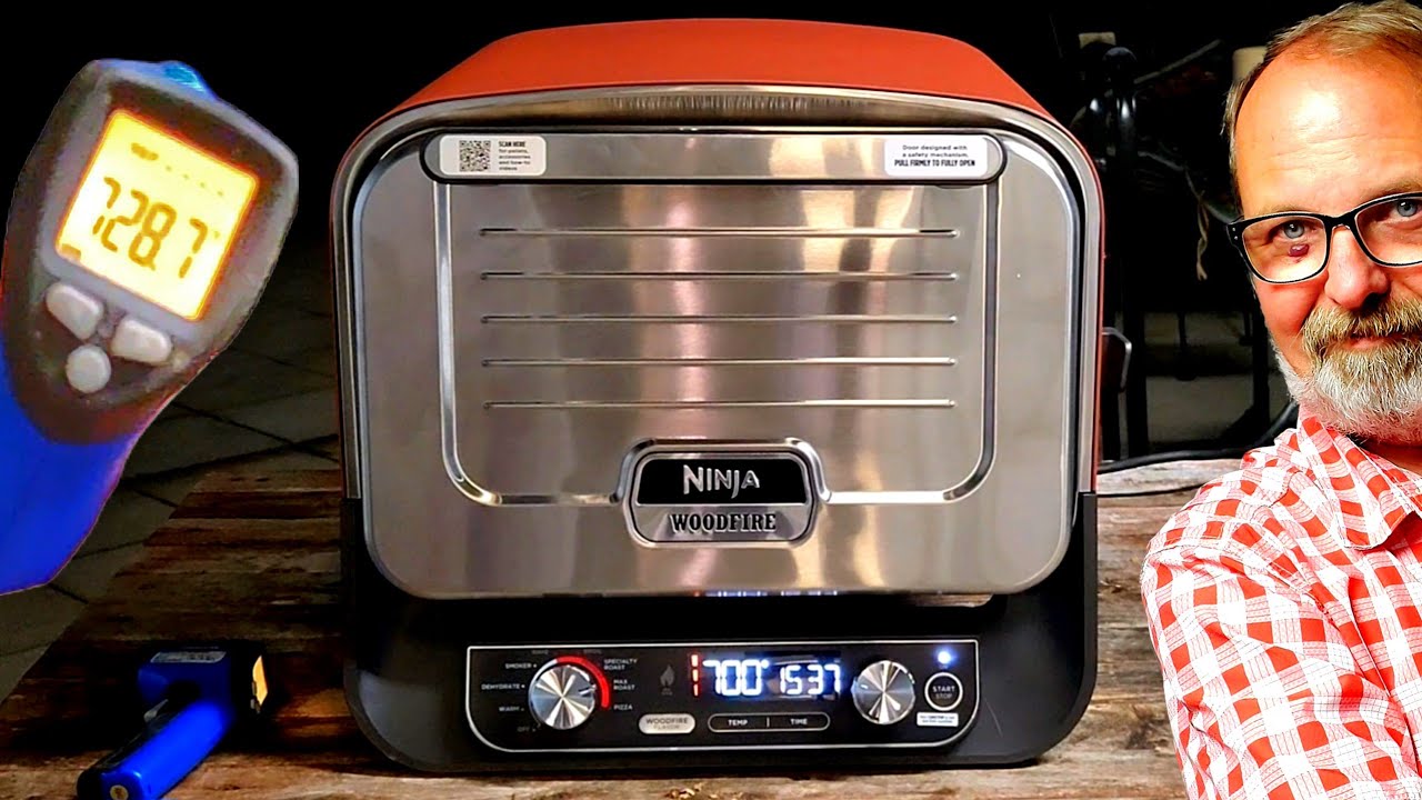 Ninja Woodfire Outdoor Oven 700° w/ Pizza Stone & Heavy Guage Roasting Pan and Searing Rack