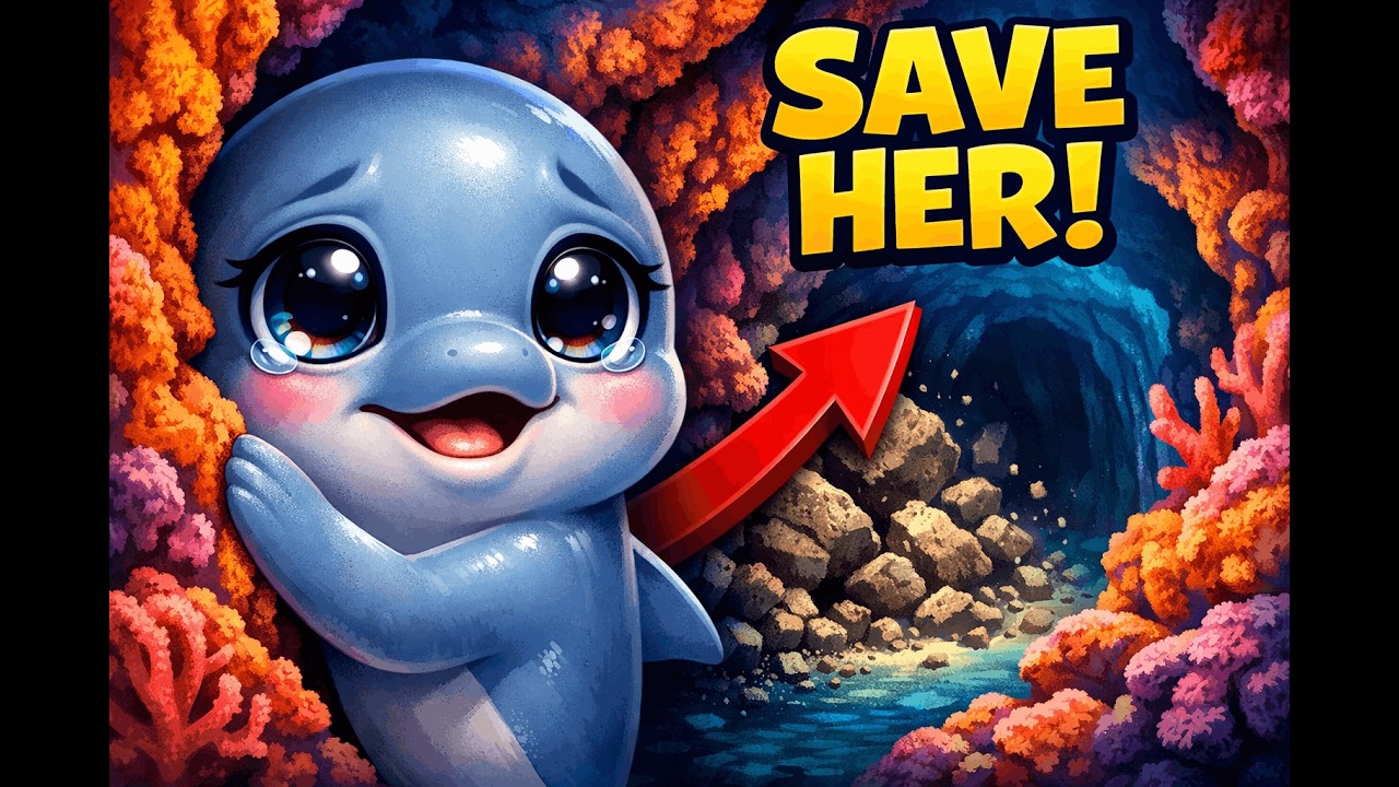 Baby Dolphin Lost in Coral Maze – SAVE HER!