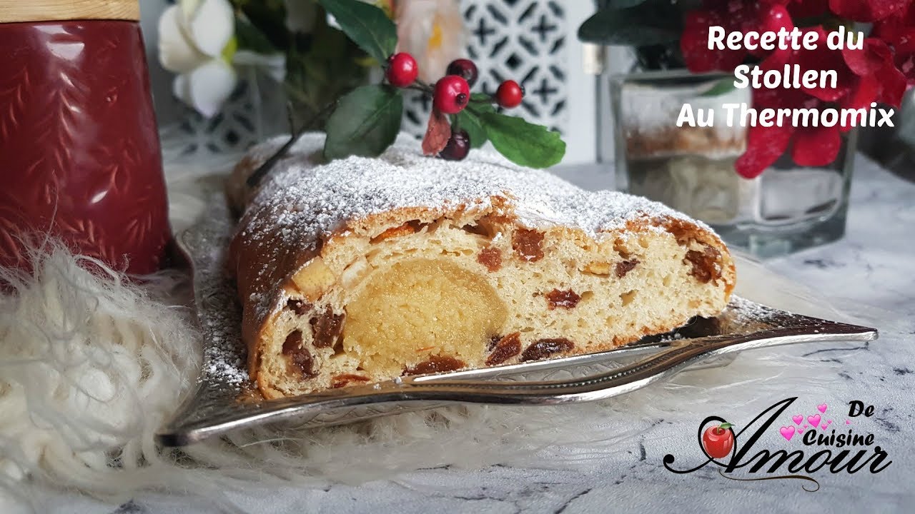 Recette du Stollen à la pate d'amande, brioche ou gateau Allemand ( alsacien) de Noël au Thermomix