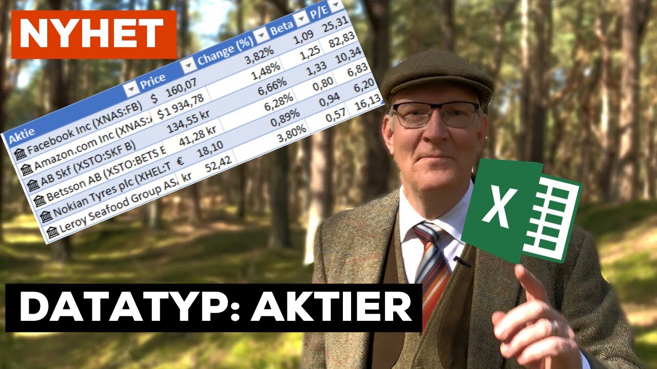Aktiedata med Excels nya funktion: Datatyp Aktie.