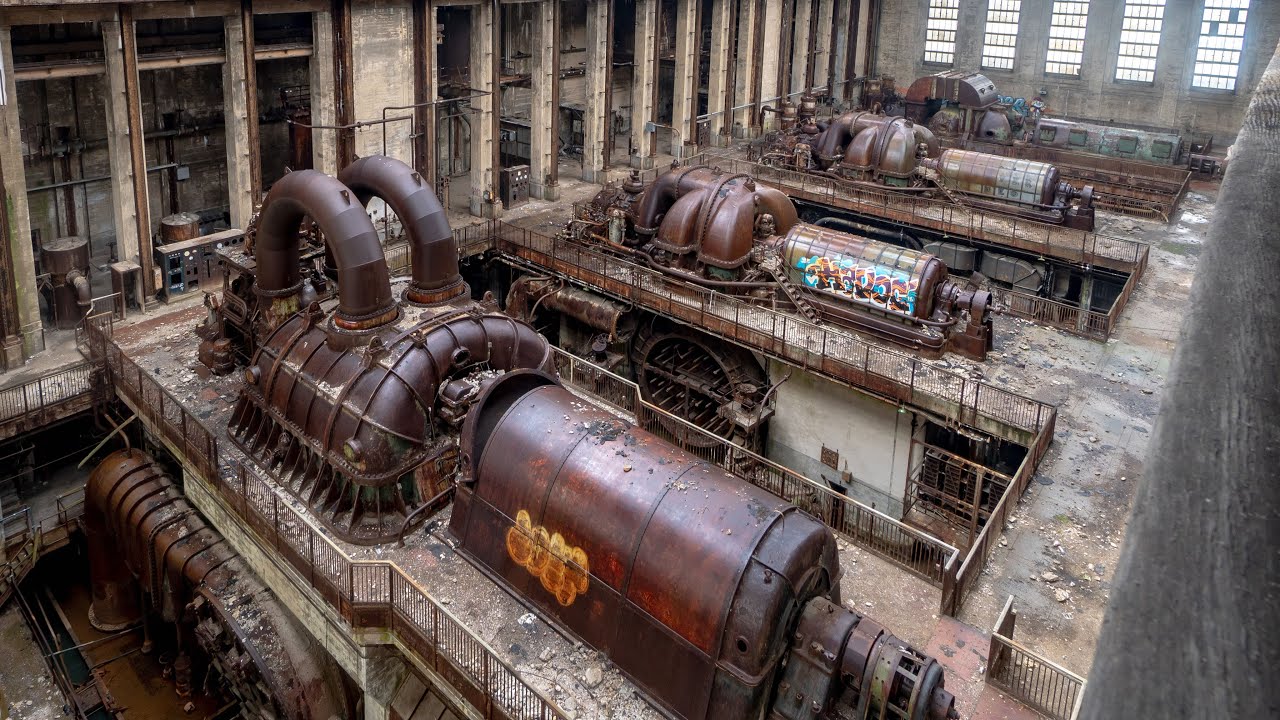 Cinematic Drone Flight Through a 1920s Abandoned Power plant