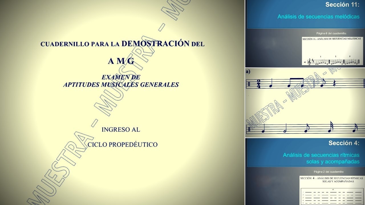 Ingreso a la Facultad de Música - Muestra del examen AMG