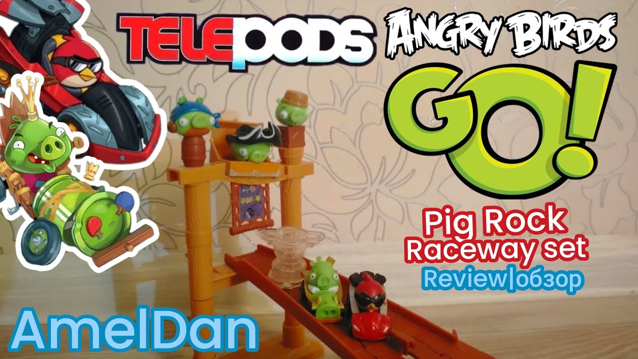 Angry Birds Go! Telepods Pig Rock Raceway set review|обзор